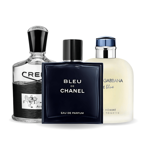 Set di 3 profumi Bleu de Chanel, Creed Aventus, Light Blue Dolce Gabbana 100ml