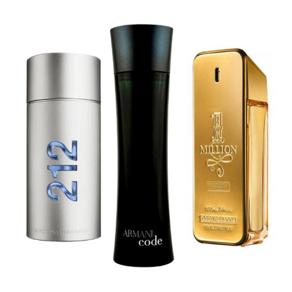 Set di 3 Profumi 212 men nyc, One million e Code homme 100ml